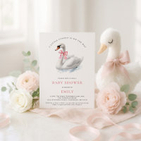 Aquarell Schwan Pink Bow Babydusche