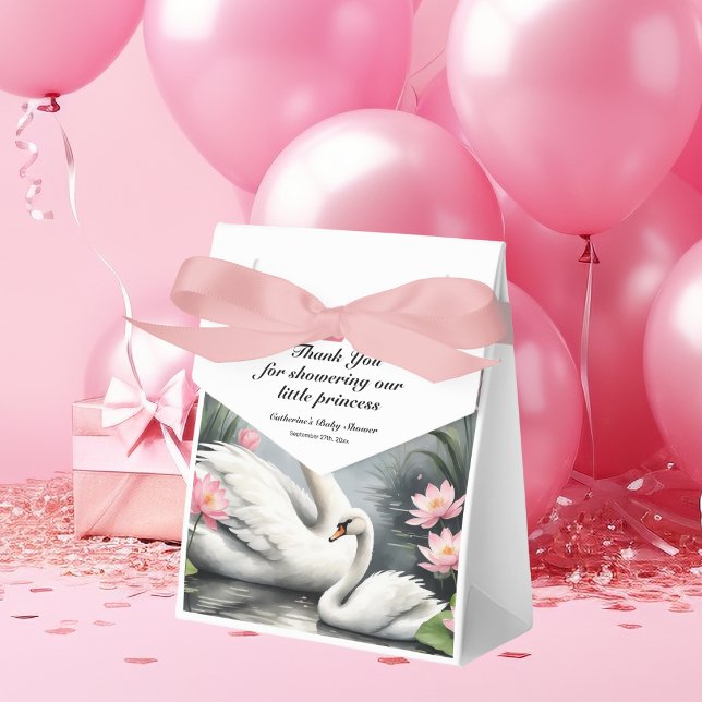 Aquarell Schwanensee Pink Lotus Florale Babydusche Geschenkschachtel (Von Creator hochgeladen)