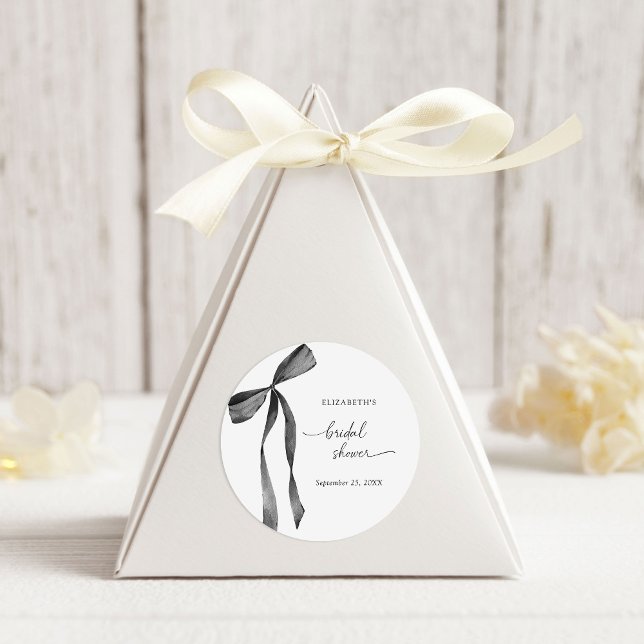 Aquarell Schwarz Kokette Schleife Brautparty Runder Aufkleber (Von Creator hochgeladen)