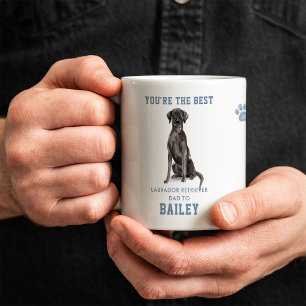 Aquarell Schwarz Labrador Retriever Hund Papa Foto Kaffeetasse