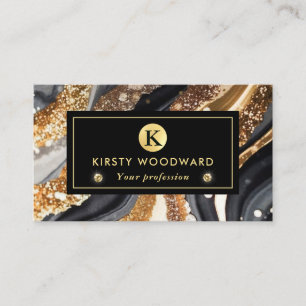 Aquarell Schwarz und Gold Glitter Alkohol Tinte Visitenkarte