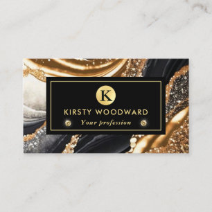 Aquarell Schwarz und Gold Glitter Alkohol Tinte Visitenkarte