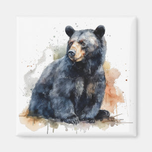 Aquarell Schwarzbär Waldkunst Magnet