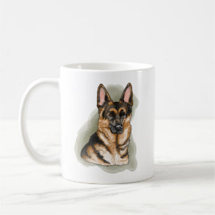 Aquarell Schwarzbrauner Deutscher Schäferhund Port Kaffeetasse