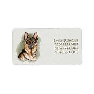 Aquarell Schwarzbraunes Deutscher Schäferhund-Port Adressaufkleber