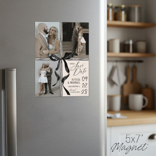 Aquarell Schwarze Schleife 3 Foto Hochzeit Save th Magneteinladung