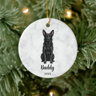 Aquarell Schwarzer Deutscher Schäferhund Name Gede Keramik Ornament
