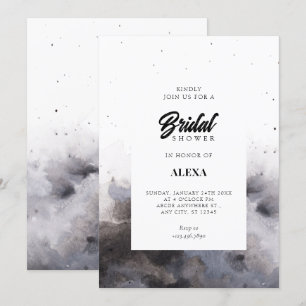 Aquarell Schwarzer Nebel Brautparty Einladung