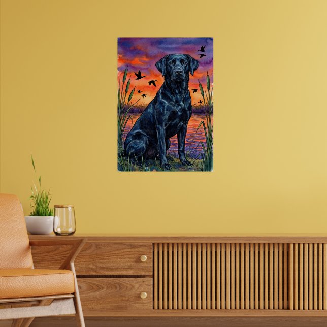 Aquarell-Schwarzlabrador-Marsch-Plakat Poster (Wohnzimmer 2)
