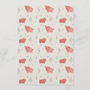 Aquarell-Schweine-und-Blumen-Nahtloses-Muster Einladung