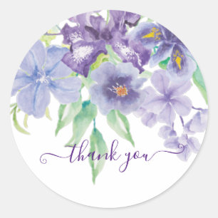 Aquarell Schwertlilie Blumen dankeschön Runder Aufkleber