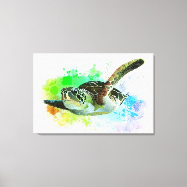 Aquarell Schwimmen Meer Schildkröte Leinwand (Vorderseite)