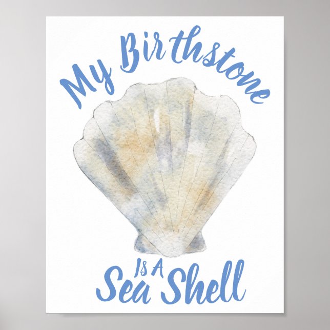 Aquarell Sea-Muschel mit meinem Sprichwort Poster (Vorne)