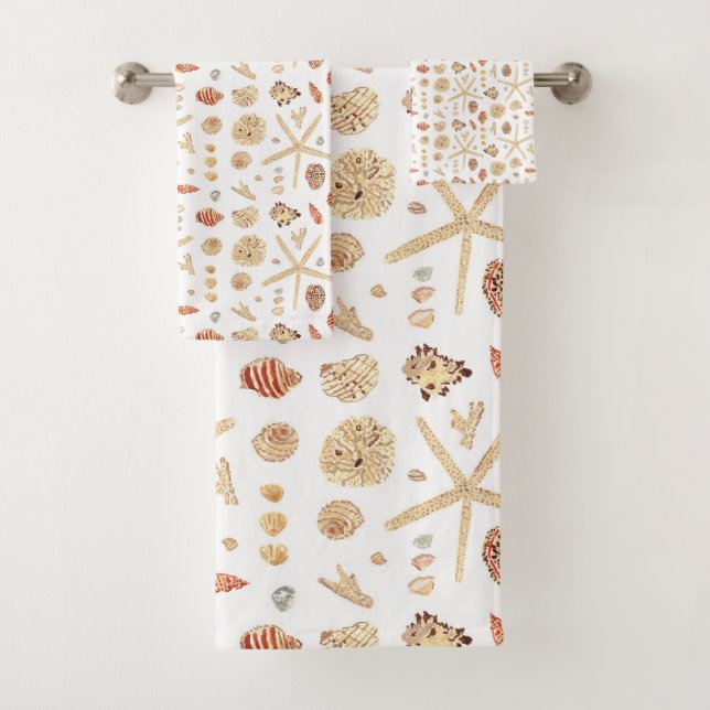 Aquarell Seashells Badhandtuch Set (Insitu)