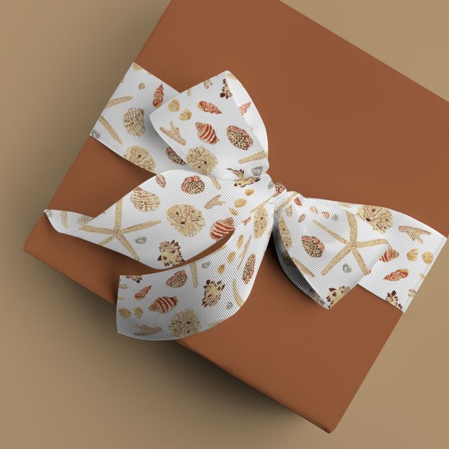 Aquarell Seashells Satinband (Watercolor seashells ribbon)