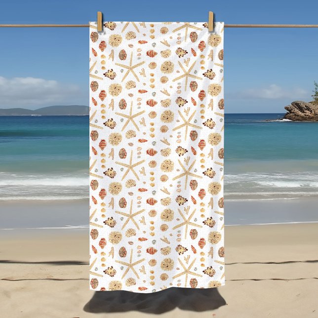 Aquarell Seashells Strandtuch (Watercolor seashells pattern beach towel.)