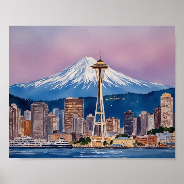Aquarell Seattle Washington Poster (Vorne)