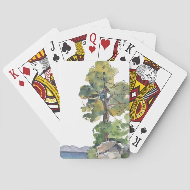 Aquarell-See-Design-Spielkarten Spielkarten (Rückseite)