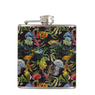 Aquarell-Seeleben-Muster 1 Flachmann