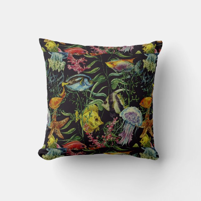 Aquarell-Seeleben-Muster 1 Kissen (Vorderseite)