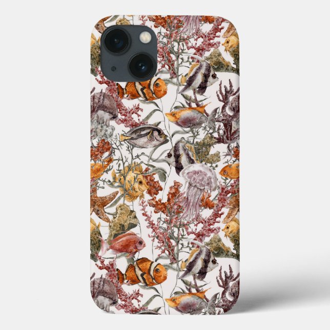 Aquarell-Seeleben-Muster 2 Case-Mate iPhone Hülle (Rückseite)