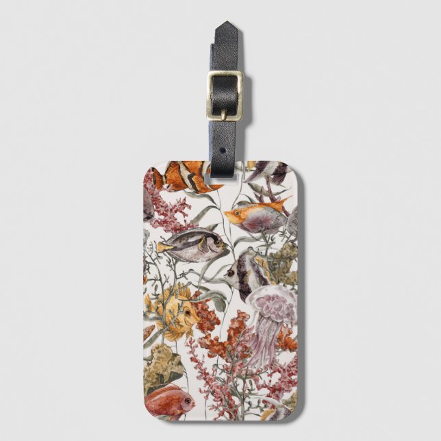 Aquarell-Seeleben-Muster 2 Gepäckanhänger (Vorderseite Vertikal)