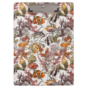 Aquarell-Seeleben-Muster 2 Klemmbrett