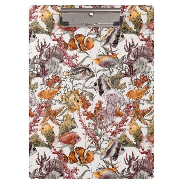 Aquarell-Seeleben-Muster 2 Klemmbrett (Vorderseite)