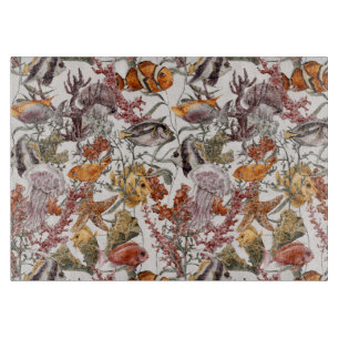 Aquarell-Seeleben-Muster 2 Schneidebrett