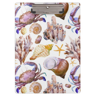 Aquarell-Seeleben-Muster 4 Klemmbrett