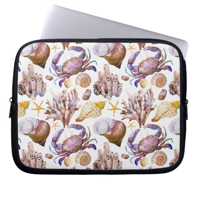 Aquarell-Seeleben-Muster 4 Laptopschutzhülle (Vorderseite)