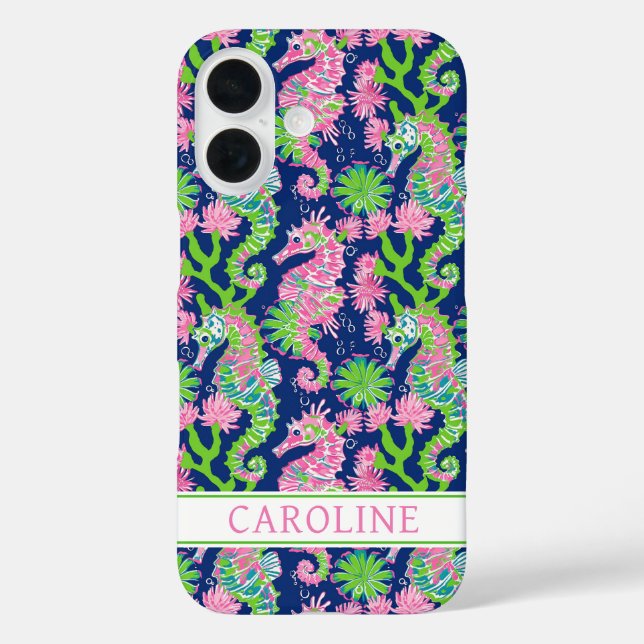 Aquarell-Seepferdchen-Monogramm Case-Mate iPhone Hülle (Rückseite)