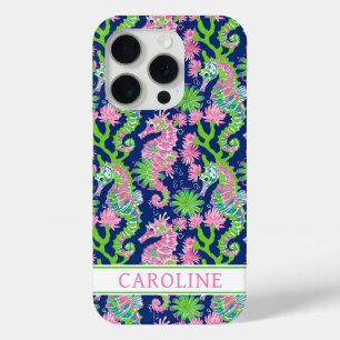 Aquarell-Seepferdchen-Monogramm Case-Mate iPhone Hülle