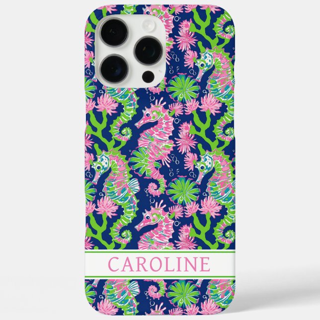 Aquarell-Seepferdchen-Monogramm Case-Mate iPhone Hülle (Rückseite)