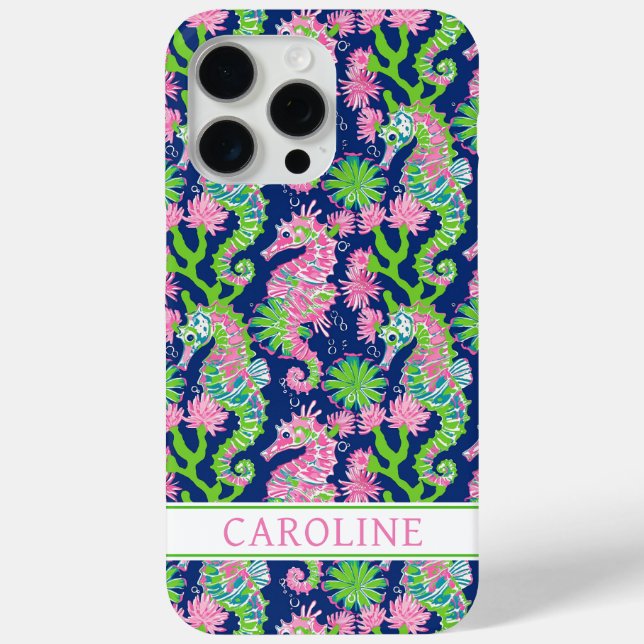 Aquarell-Seepferdchen-Monogramm  Case-Mate iPhone Hülle (Rückseite)