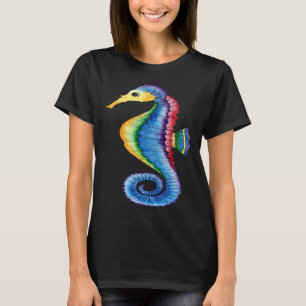 Aquarell-Seepferdchen-Ozean-Aquarium-Meeres-Tier-F T-Shirt