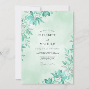 Aquarell-Seerosenschaum-Gemalte-Blatt-Hochzeit Einladung