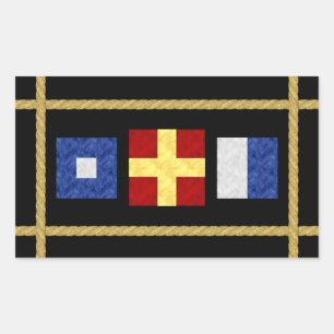 Aquarell-Seeseesignal-Flaggen-Monogramm Rechteckiger Aufkleber