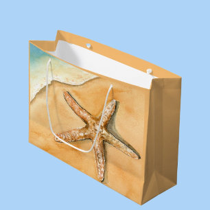 Aquarell-Seestern am Strand Große Geschenktüte