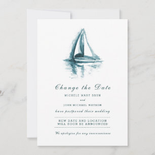 Aquarell-Segelboot-Änderungsdatum-Karte Save The Date