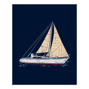 Aquarell-Segelboot-Kinderzimmer und Wohnzimmer Poster