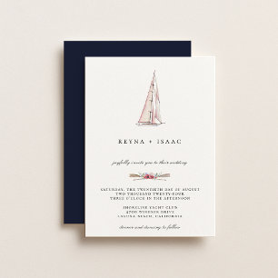 Aquarell-Segelboot-nautische Hochzeitseinladung Ankündigung