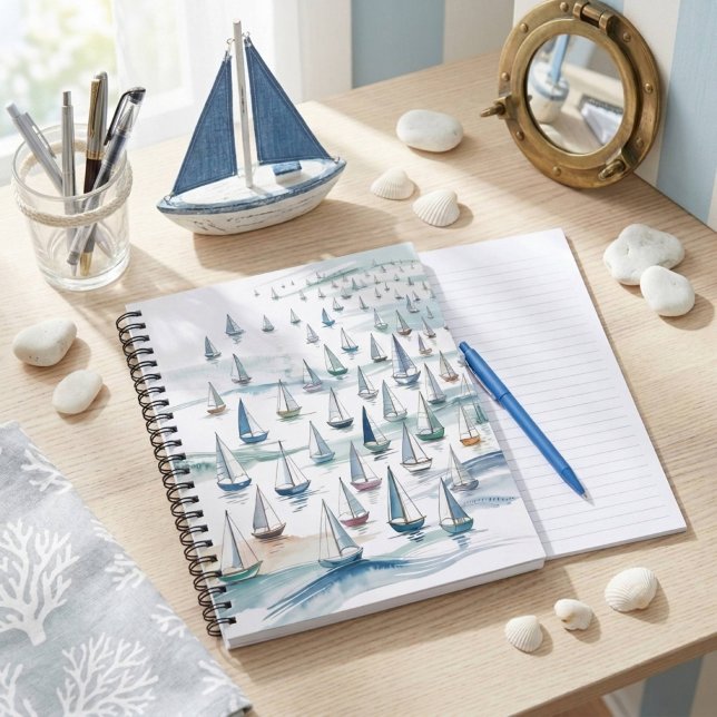 Aquarell-Segelboote auf See Nautical Notizblock (Von Creator hochgeladen)