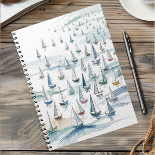 Aquarell-Segelboote auf See Nautical Notizblock