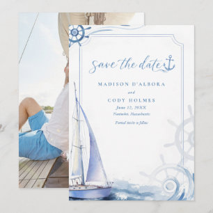 Aquarell-Segelschiff-Nautische-Hochzeit-Save-the-D Save The Date