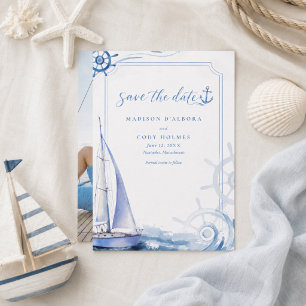 Aquarell-Segelschiff-Nautische-Hochzeit-Save-the-D Save The Date