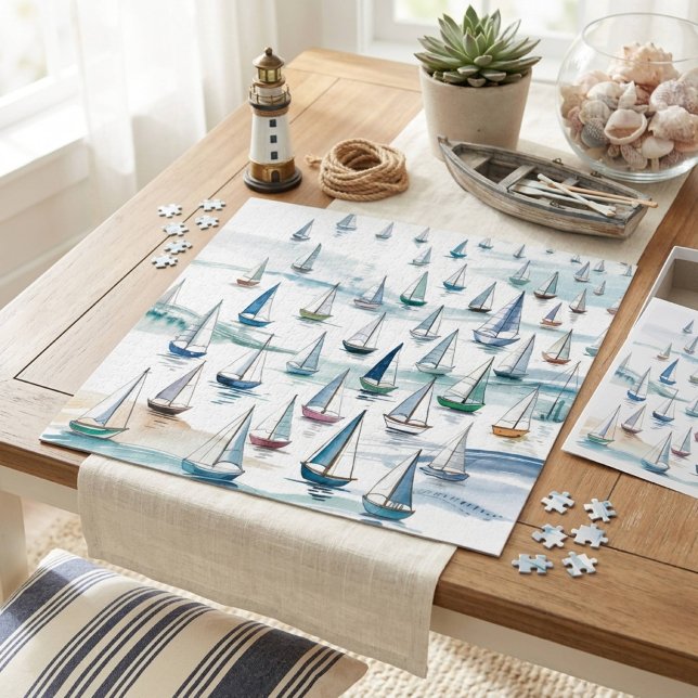 Aquarell-Segelschiffe auf See Nautical Puzzle (Von Creator hochgeladen)