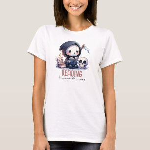 Aquarell Sensenmann Bücherliebhaber T-Shirt