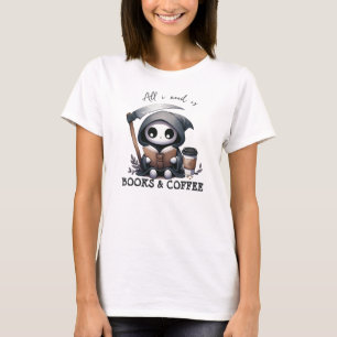 Aquarell Sensenmann Bücherliebhaber T-Shirt