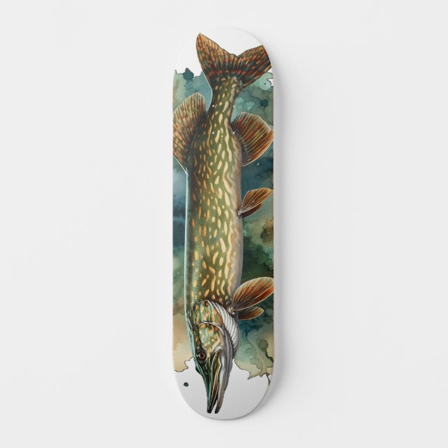 Aquarell-Serie: Hecht Skateboard (Vorderseite)